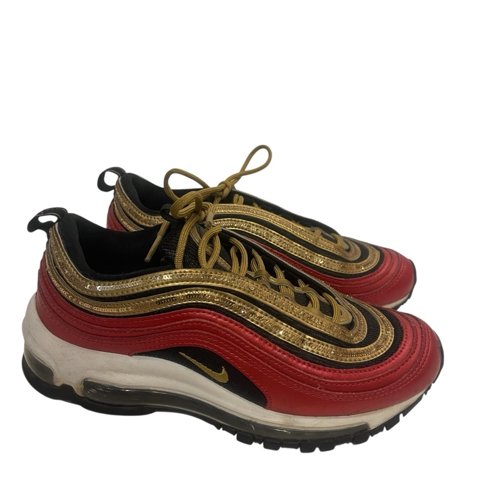 NIKE Air Max 97 Red And Gold Women’s Sneakers Shoes - Picture 5 of 7